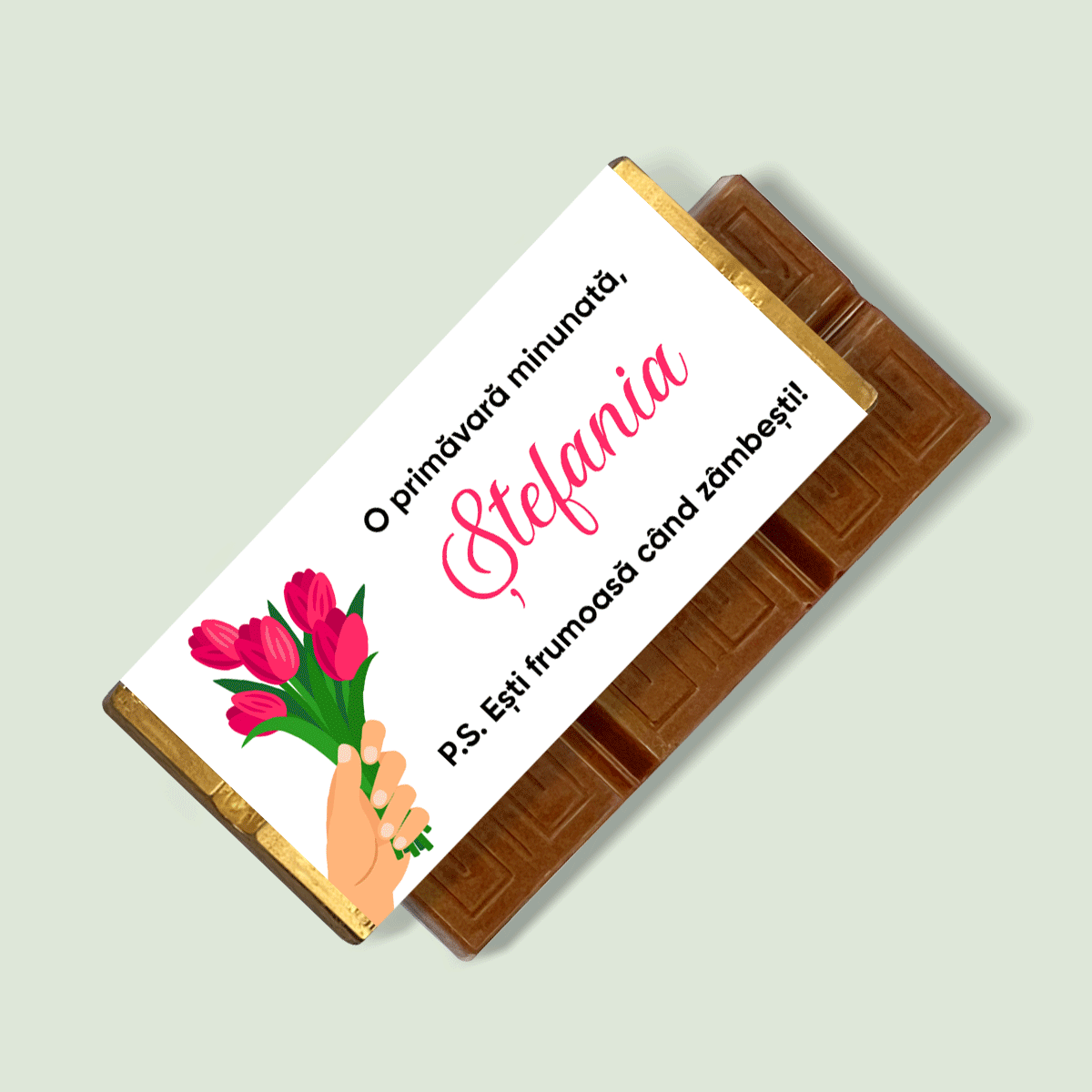 Personalisierte Mini-Schokoladentafel mit Botschaft – Frühlingsblumen