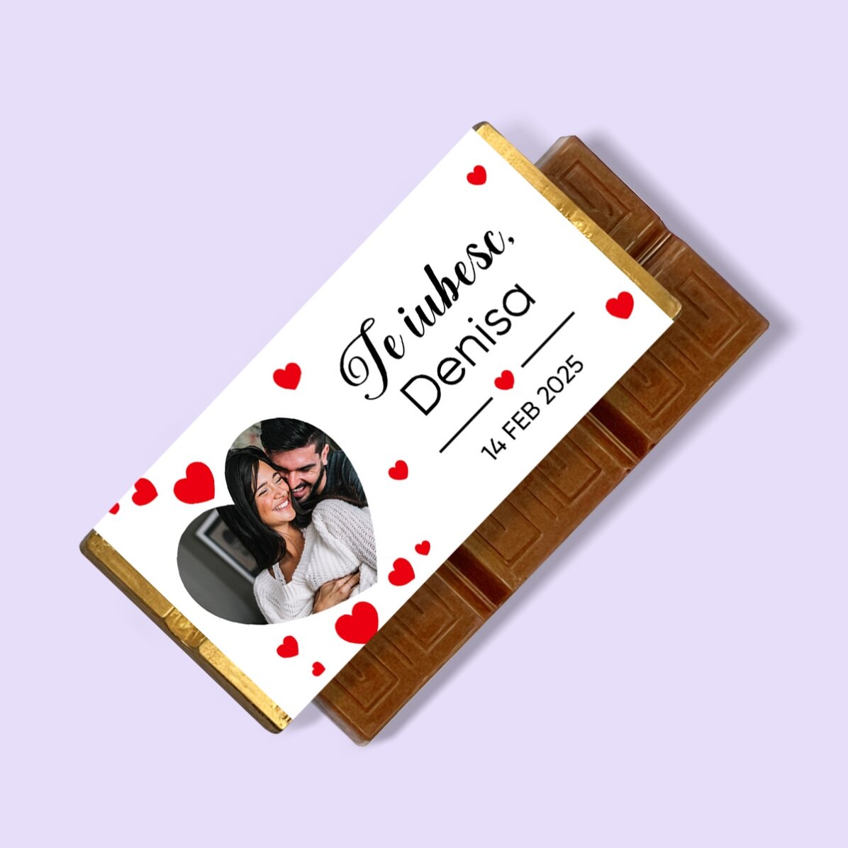 Personalisierte Mini-Schokoladentafel mit Foto und Botschaft – Ich liebe dich