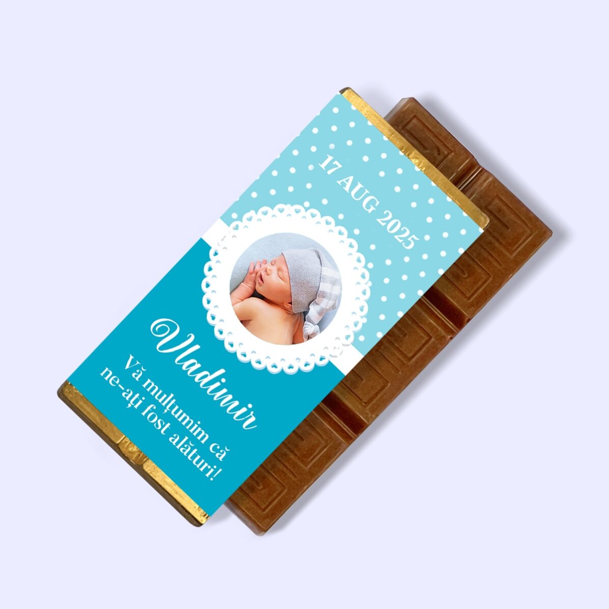 Personalisierte Mini-Schokoladentafel mit Foto und Text – Taufgeschenk