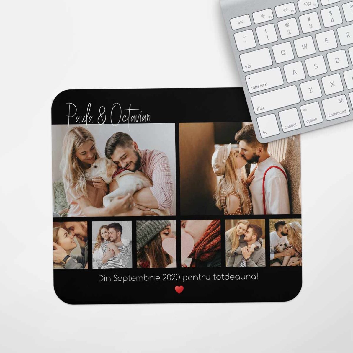 Individuell gestaltetes Mauspad mit 8 Fotos und Text – For you