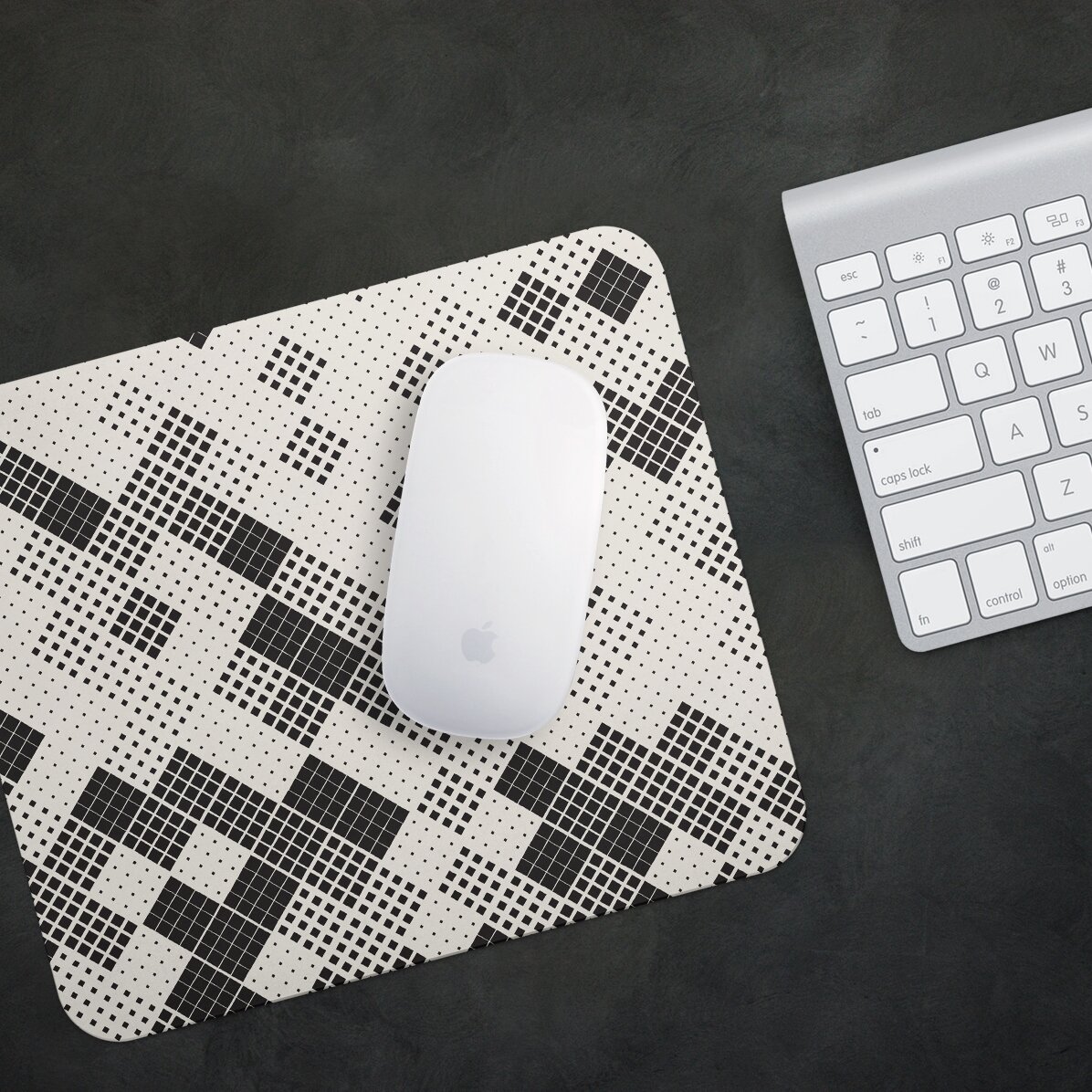 Personalised mouse pad with geometric square pattern