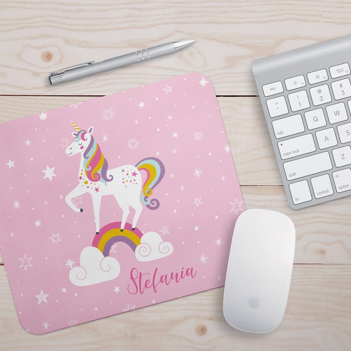 Individuell gestaltetes Mauspad mit Text – Einhorn
