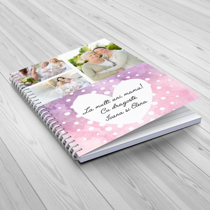 Personalisiertes Notizbuch mit 3 Fotos und Text