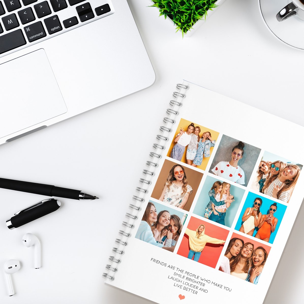 Personalisiertes Notizbuch mit 9 Fotos und Text – F.r.i.e.n.d.s