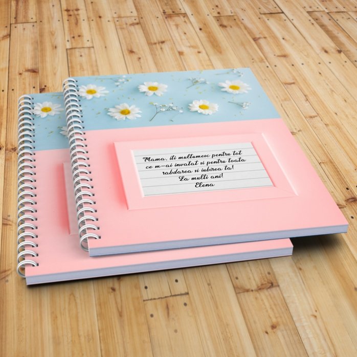 Personalisiertes Notizbuch mit Text – Gänseblümchen