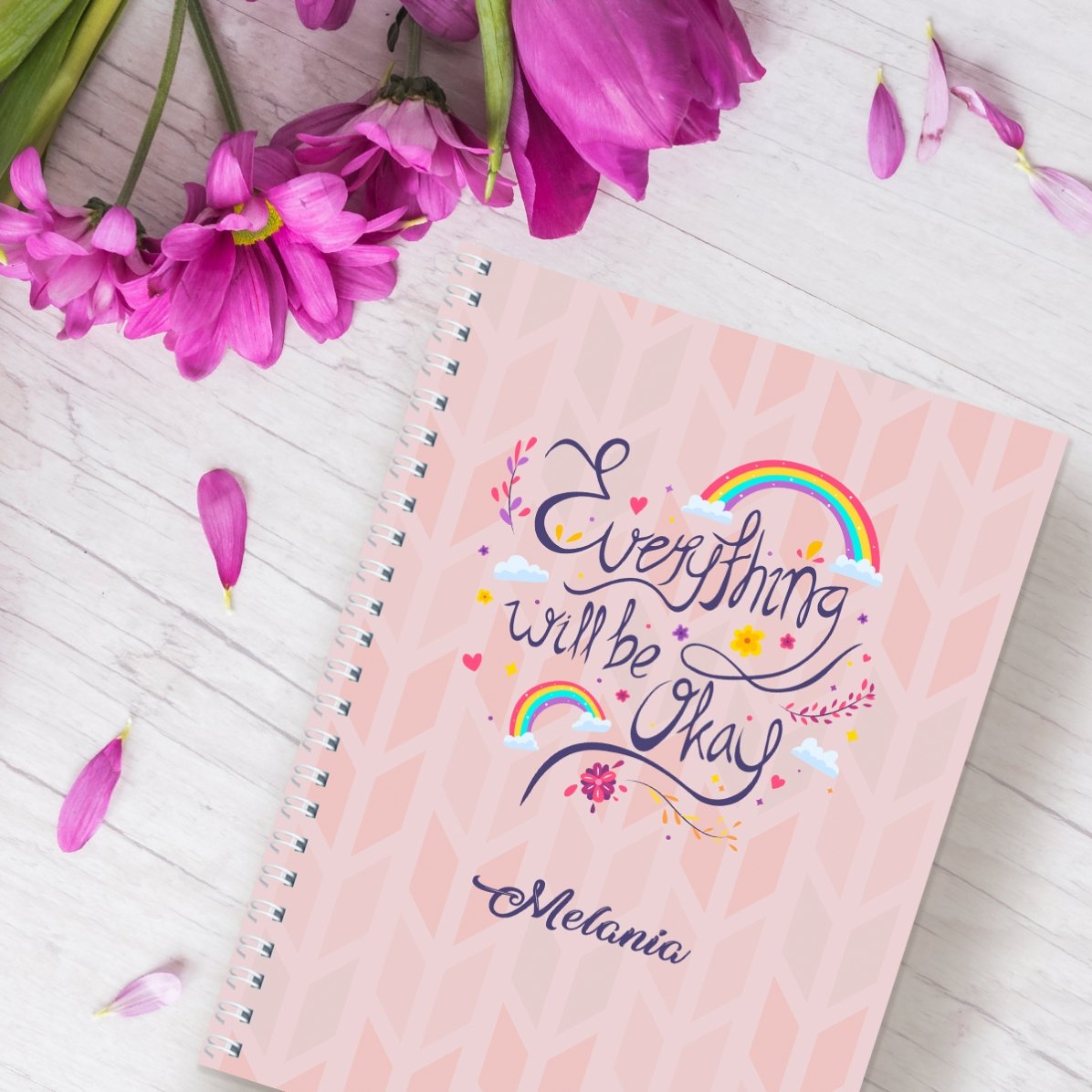 Personalised notebook with text - Everything will be okay