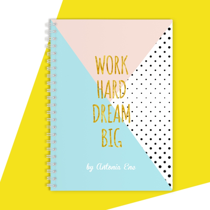 Personalisiertes Notizbuch – Work Hard, Dream Big