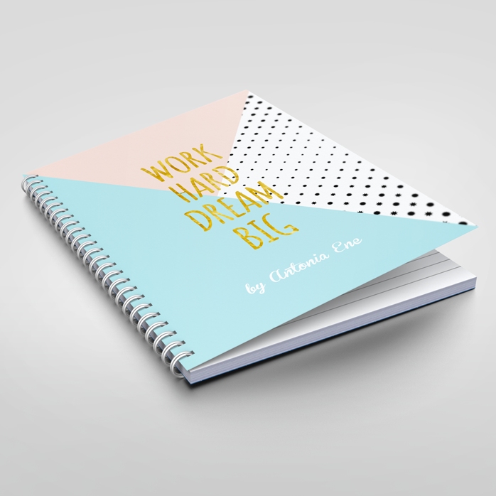Personalisiertes Notizbuch – Work Hard, Dream Big