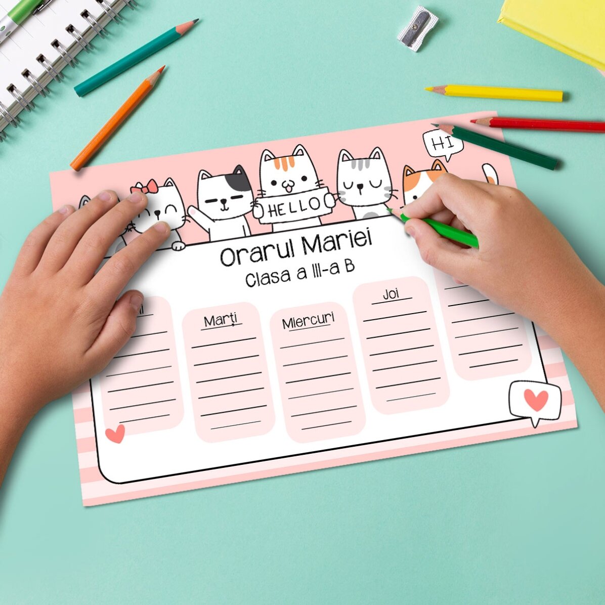 Individuell gestalteter Stundenplan mit Text – Kitty