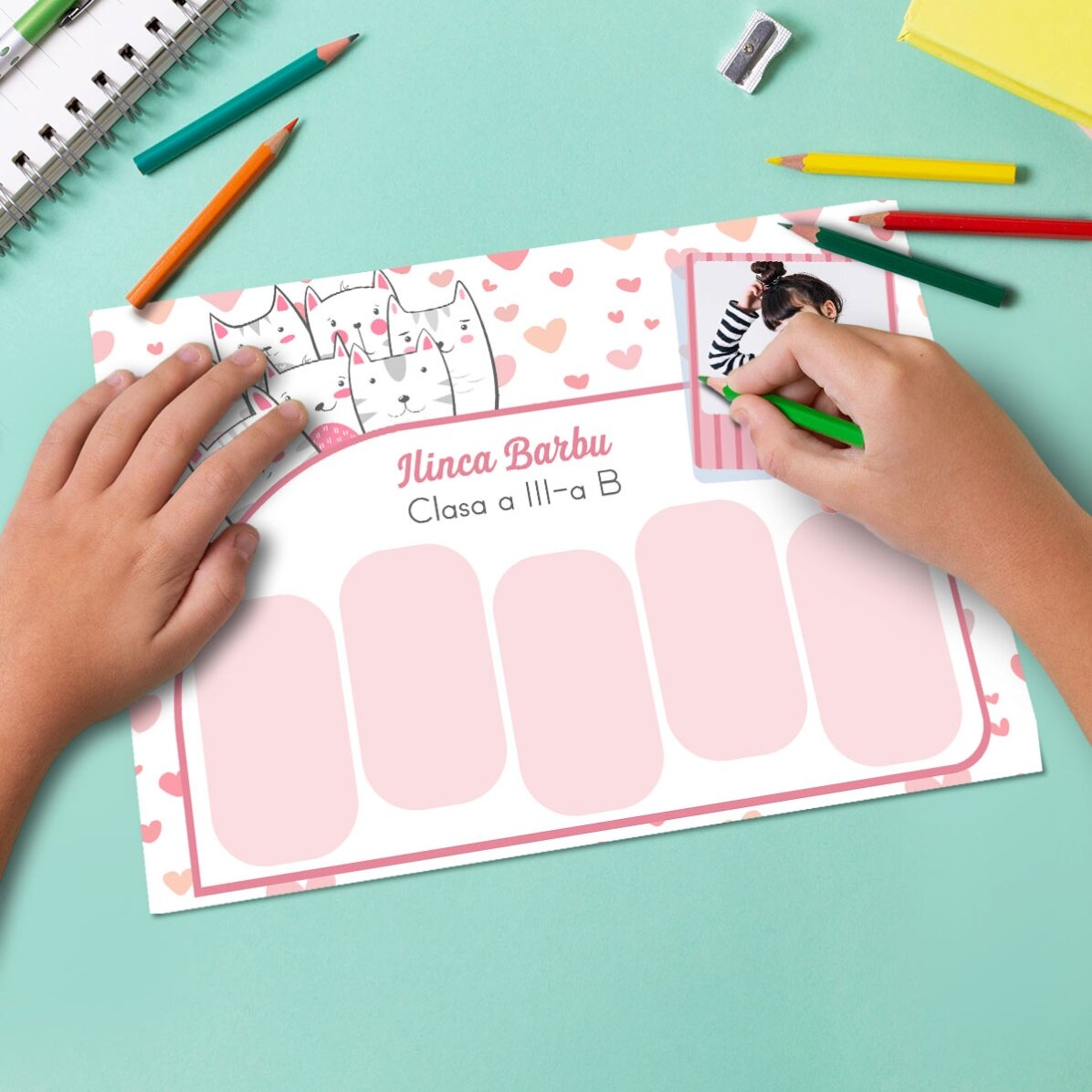 Individuell gestalteter Stundenplan mit Text und Foto – Kitty