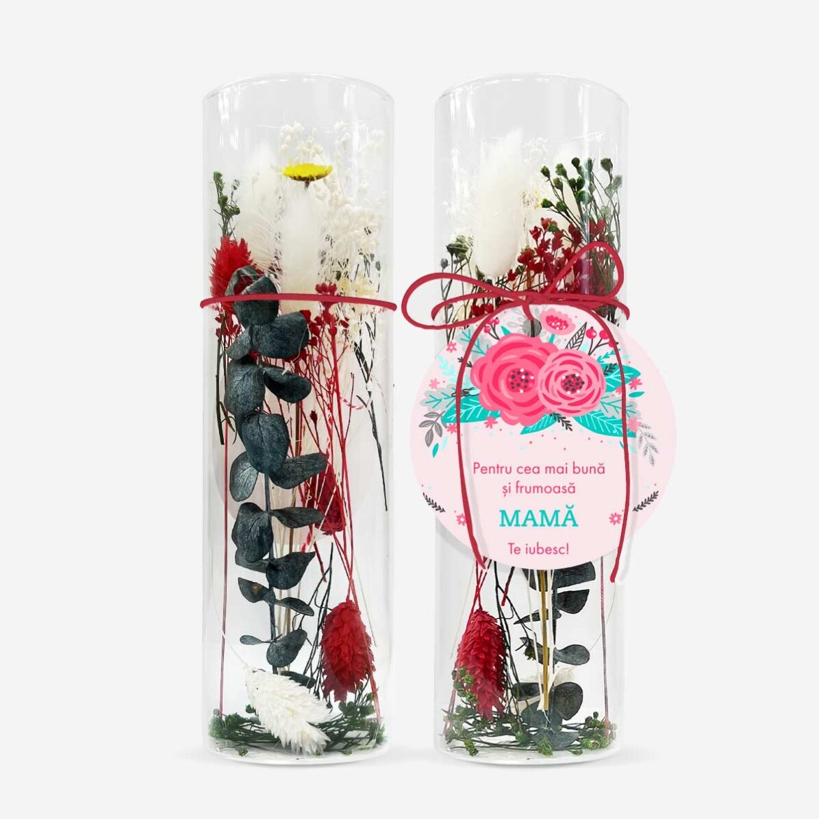 Glasornament mit konservierten Blumen, individuell mit Text gestaltet – Flowers