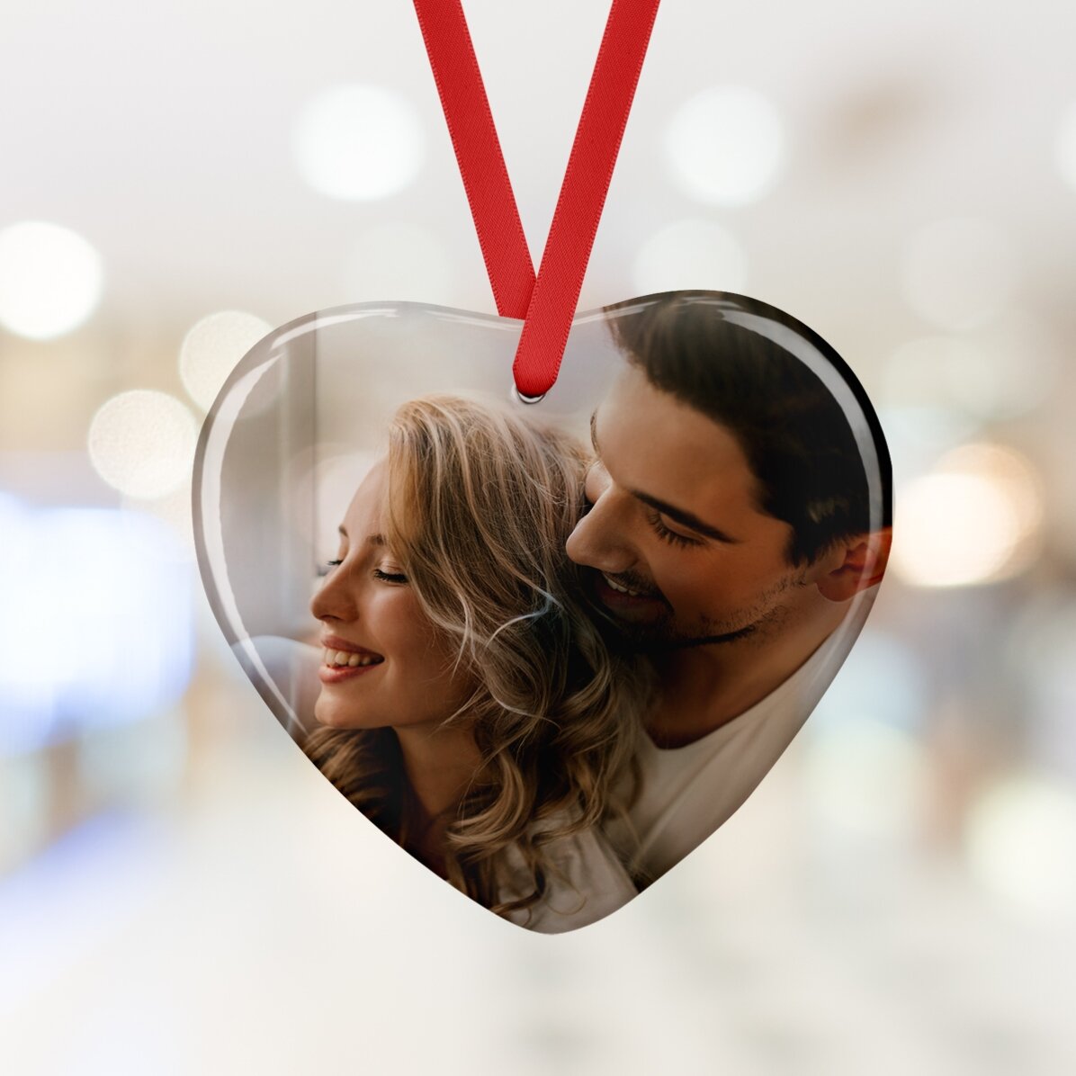 Personalisierte Glas-Herz-Dekoration mit einem Foto