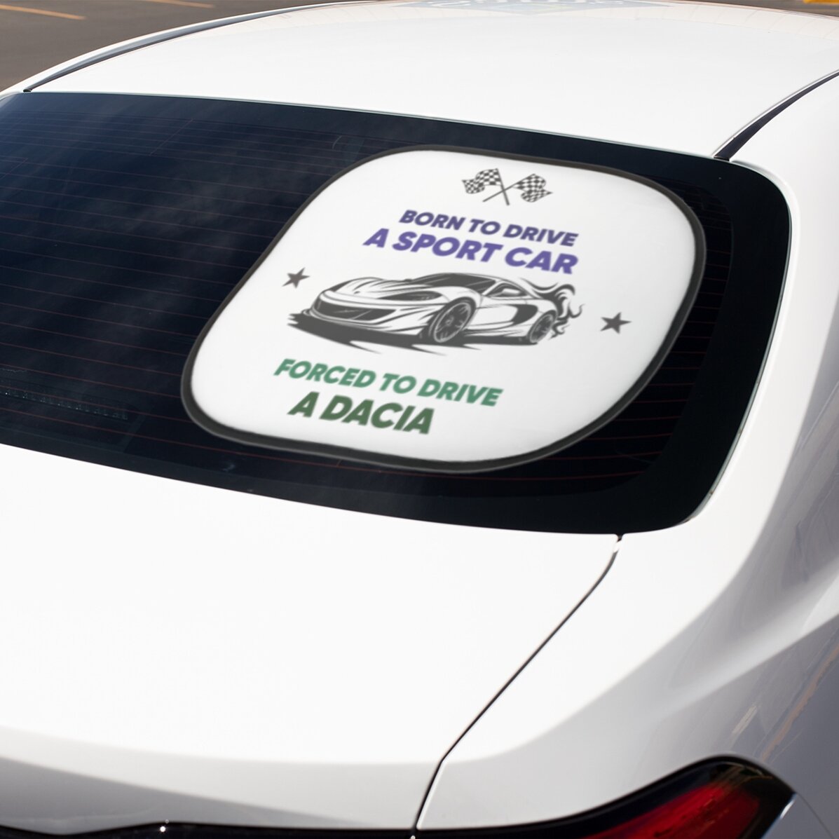 Individuell gestaltete Sonnenblende für das Auto mit Schriftzug – „Born to drive“