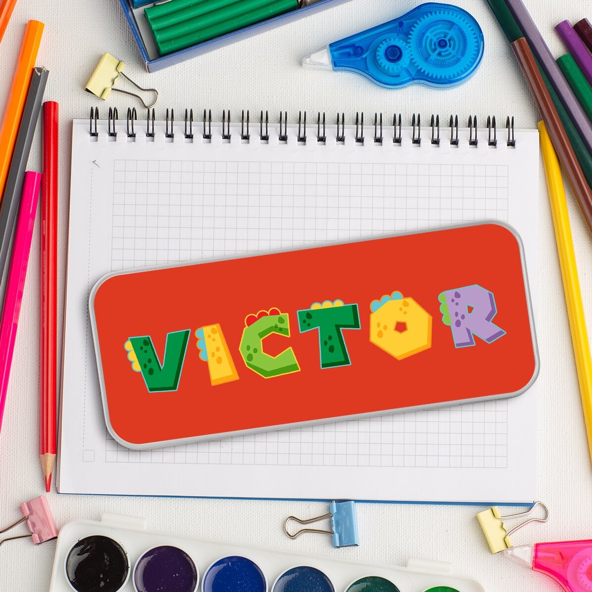 Personalised pencil case with name - Dino