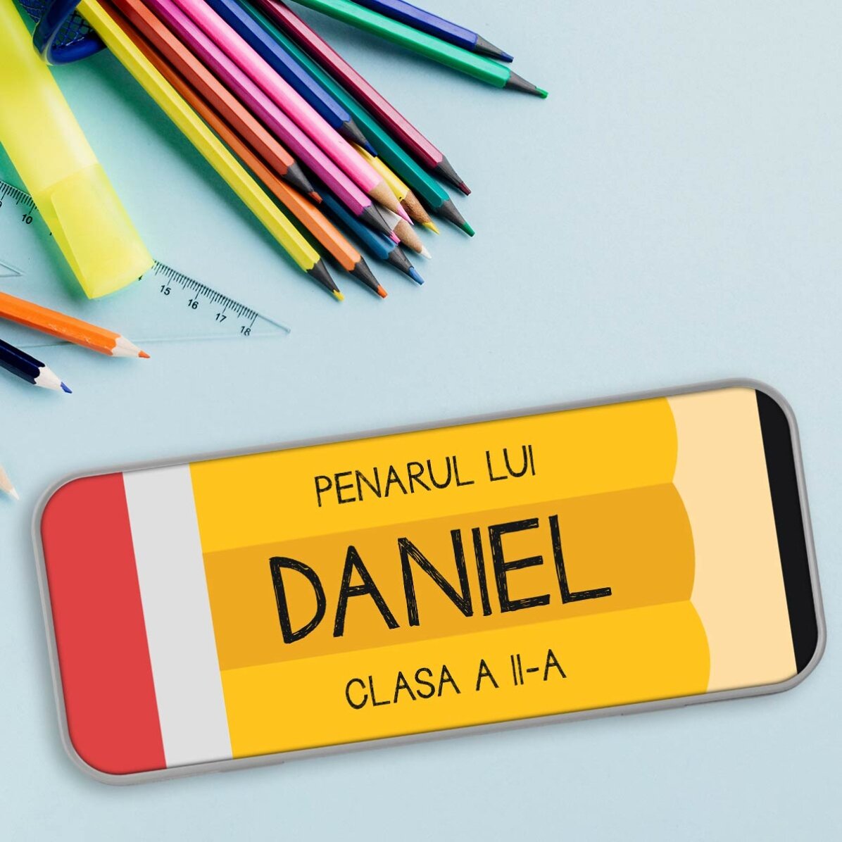Personalisiertes Federmäppchen mit Text – Bleistift