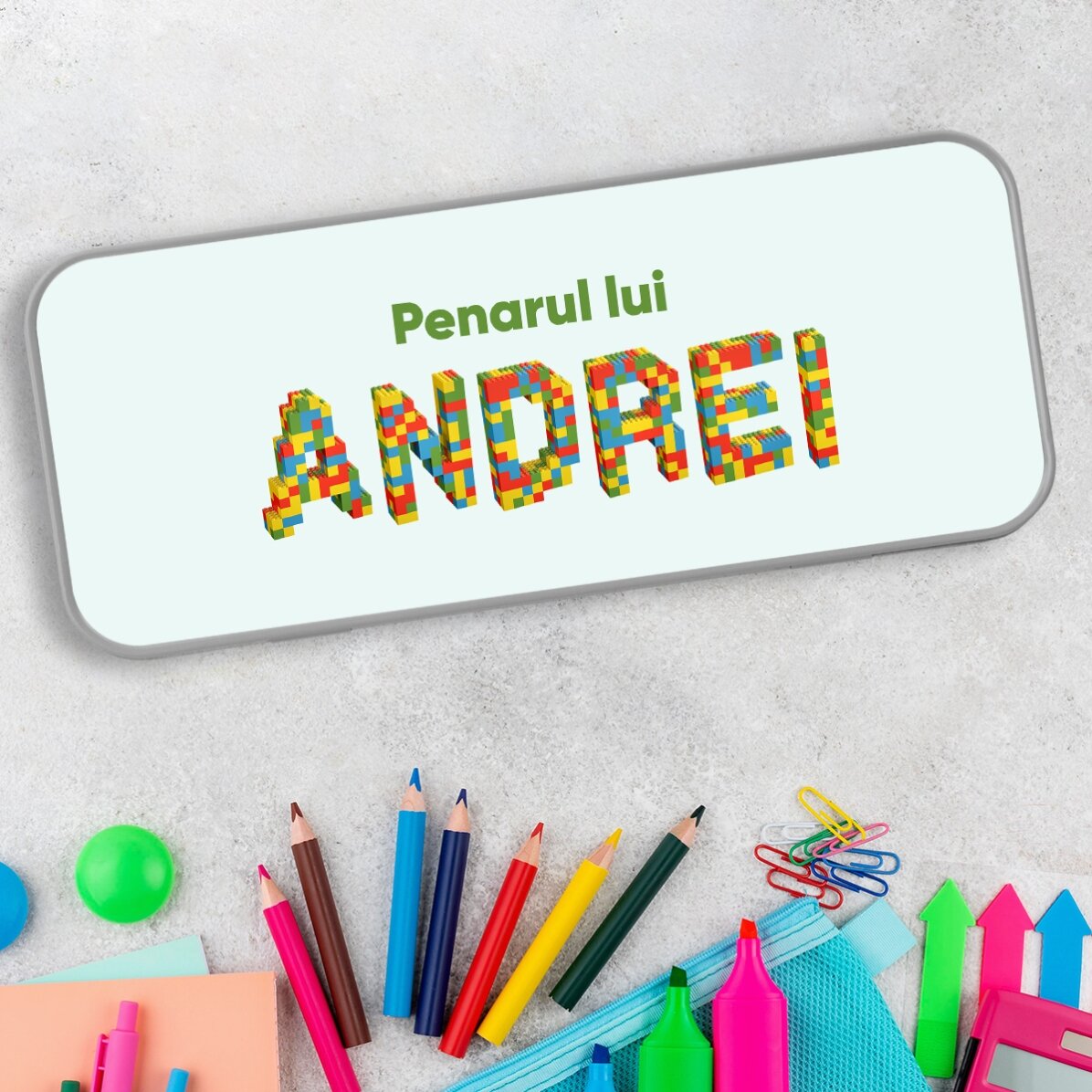 Personalised pencil case with text - Lego