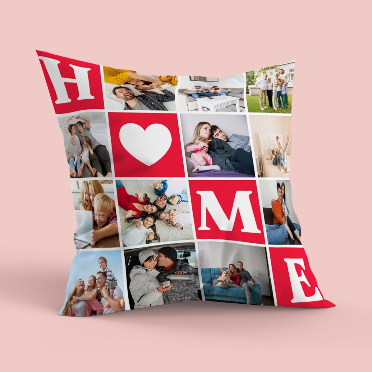 Personalisiertes Kissen mit 12 Fotos, großes Format – Home
