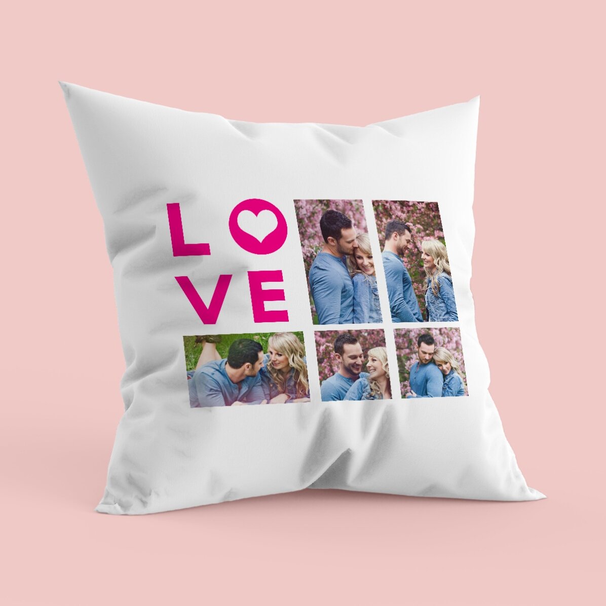Personalisiertes Kissen mit 5 Fotos – Modell „Love“