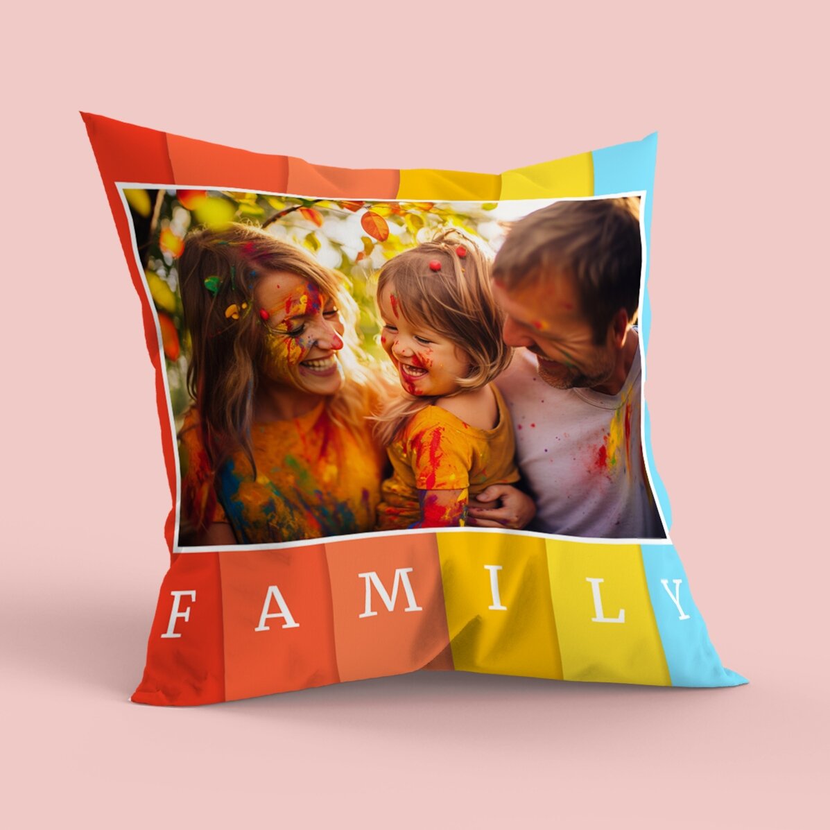 Personalised cushion with photo, large format - Family
