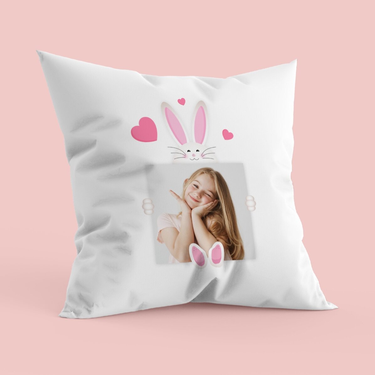 Personalisiertes Kissen mit Foto – Der niedliche Hase