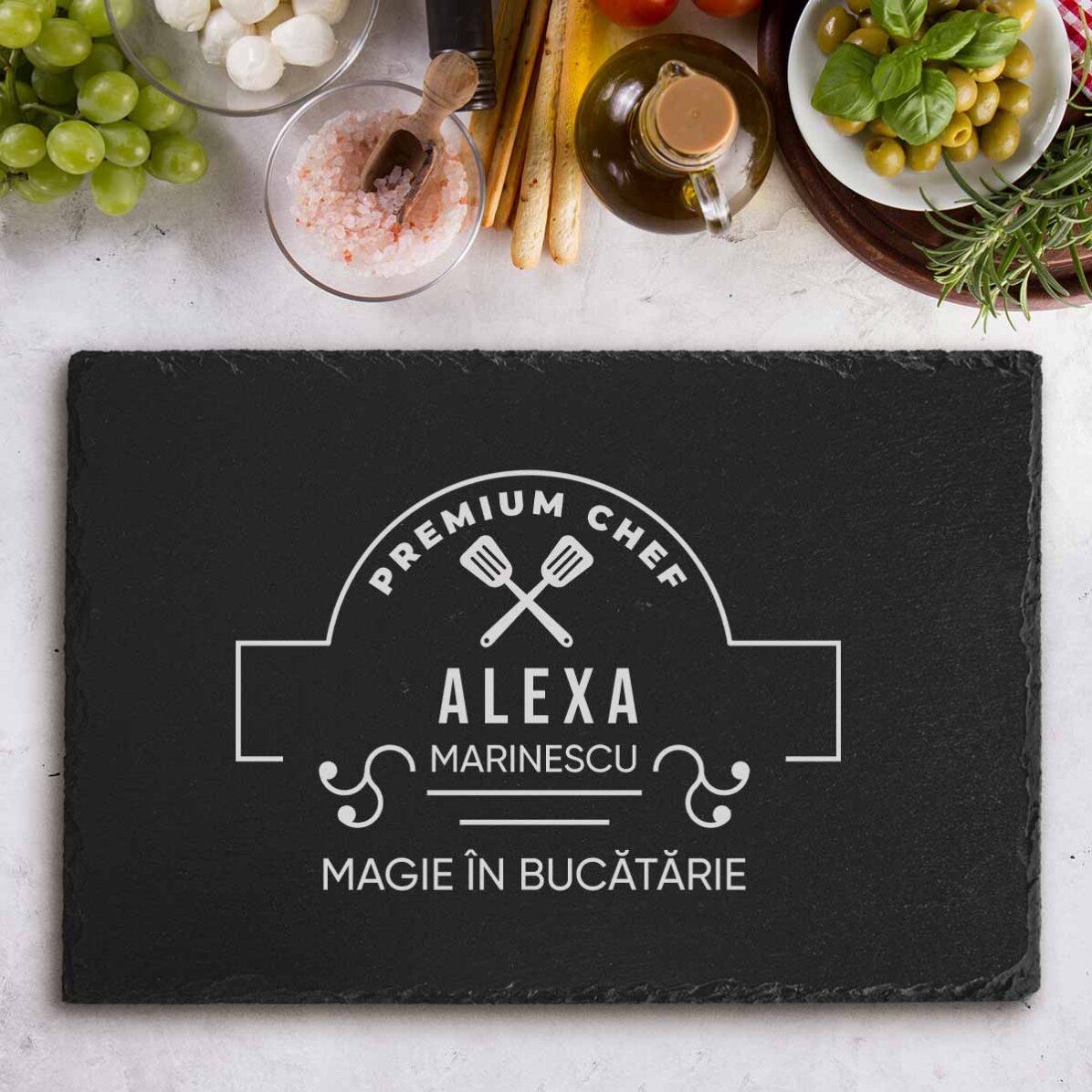 Personalised engraved slate plate with text - Premium Chef
