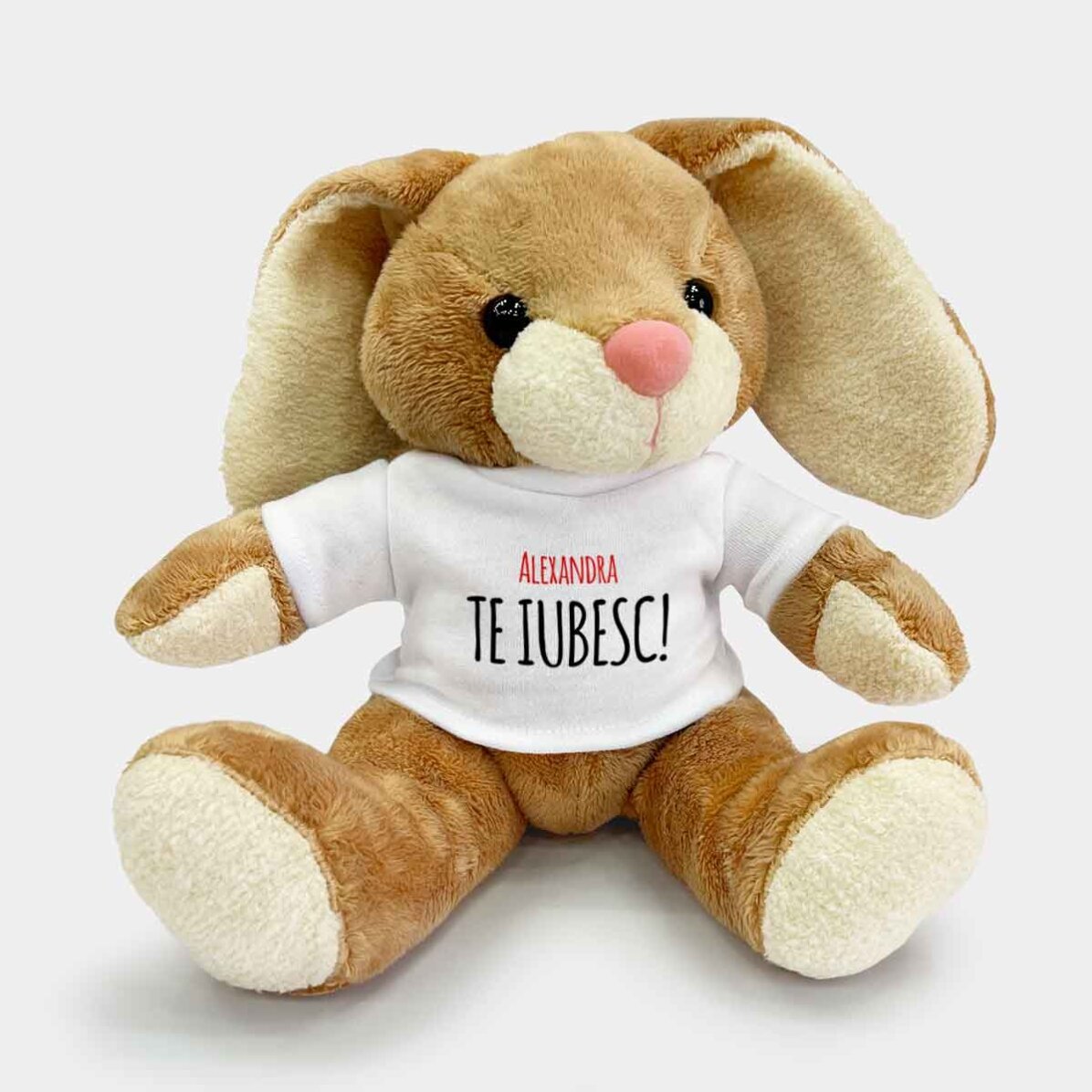 Plus personalisiertes Häschen mit Text – Ich liebe dich