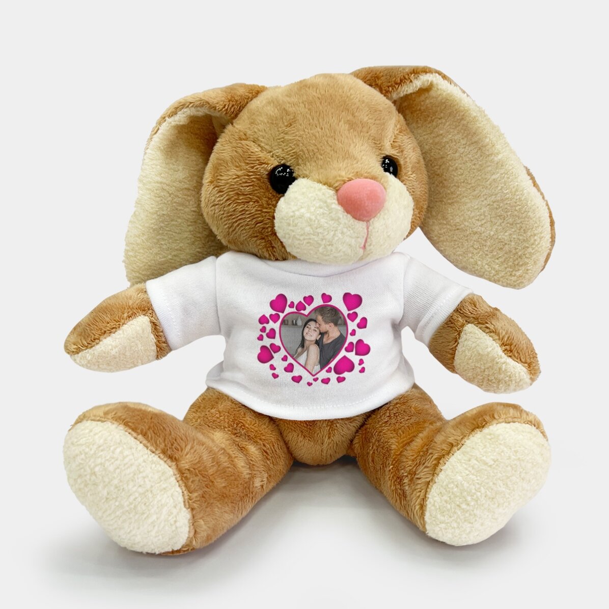 Außerdem ein personalisiertes Häschen mit rosa Herzchen und einem Foto