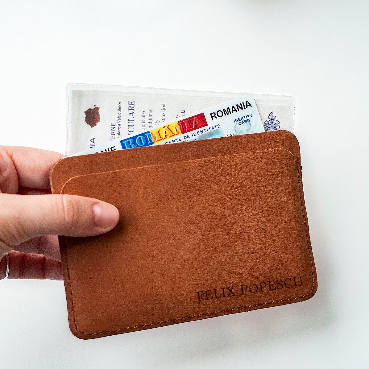 Personalisierte Lederbrieftasche mit Namen