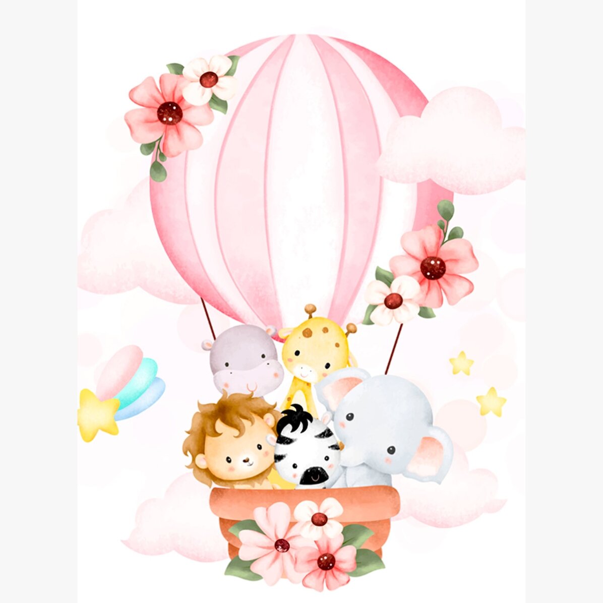 Poster „Tiere im Heißluftballon“