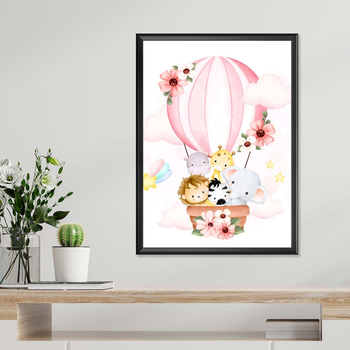Poster „Tiere im Heißluftballon“