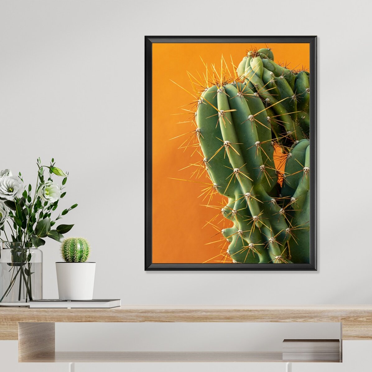 Poster „Kaktus“ mit buntem Hintergrund