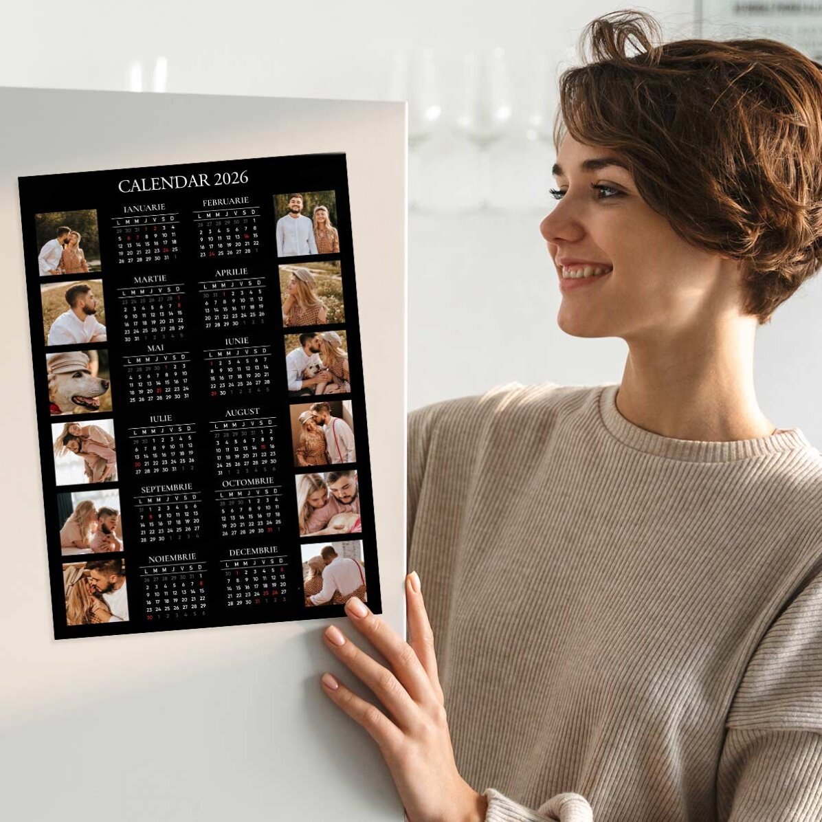 Individuell gestaltetes Kalenderposter mit 12 Fotos und Text