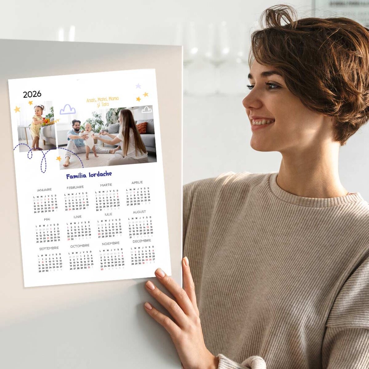 Individuell gestaltetes Kalenderposter mit 2 Fotos und Text – Familie