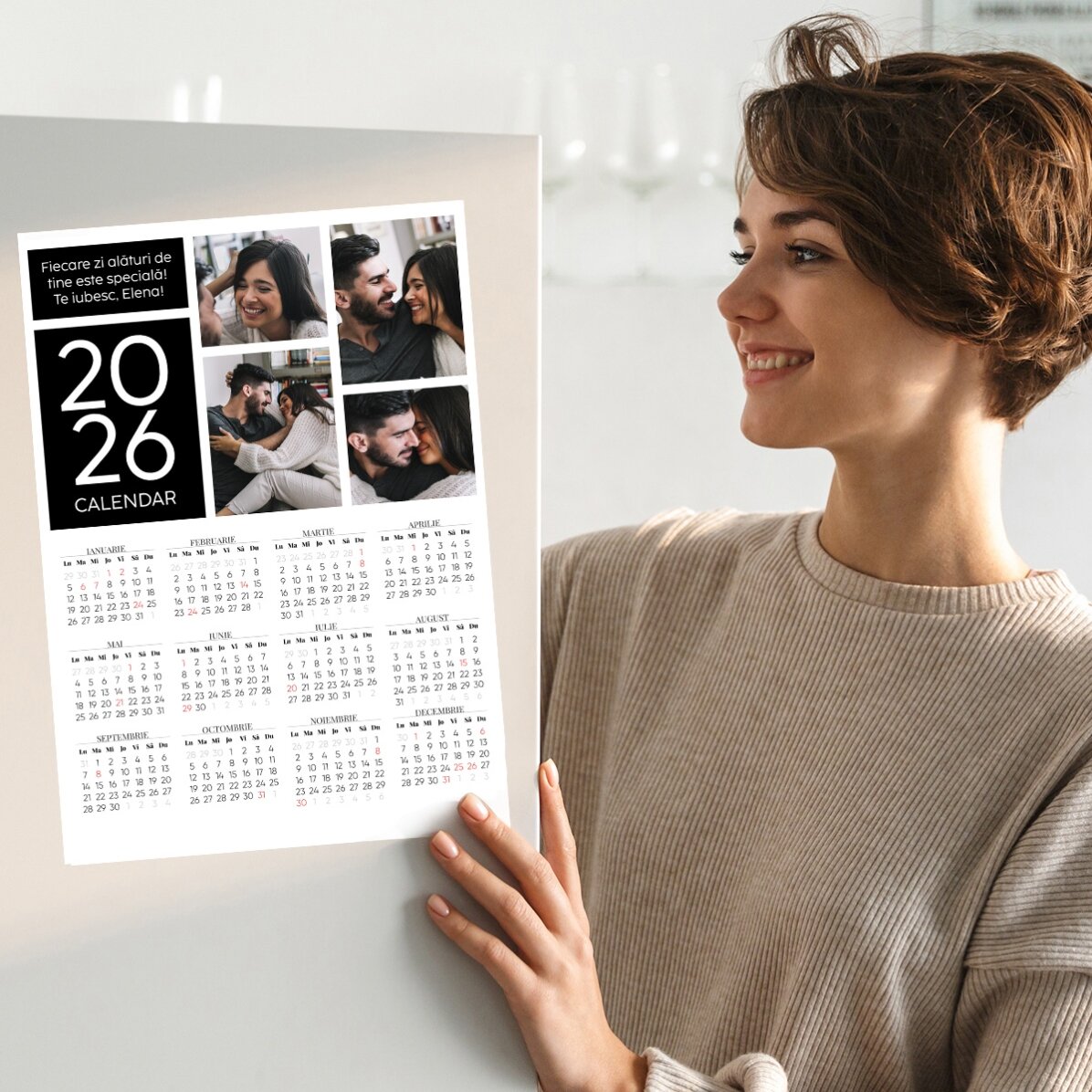 Individuell gestaltetes Kalenderposter mit 4 Fotos und einer Botschaft