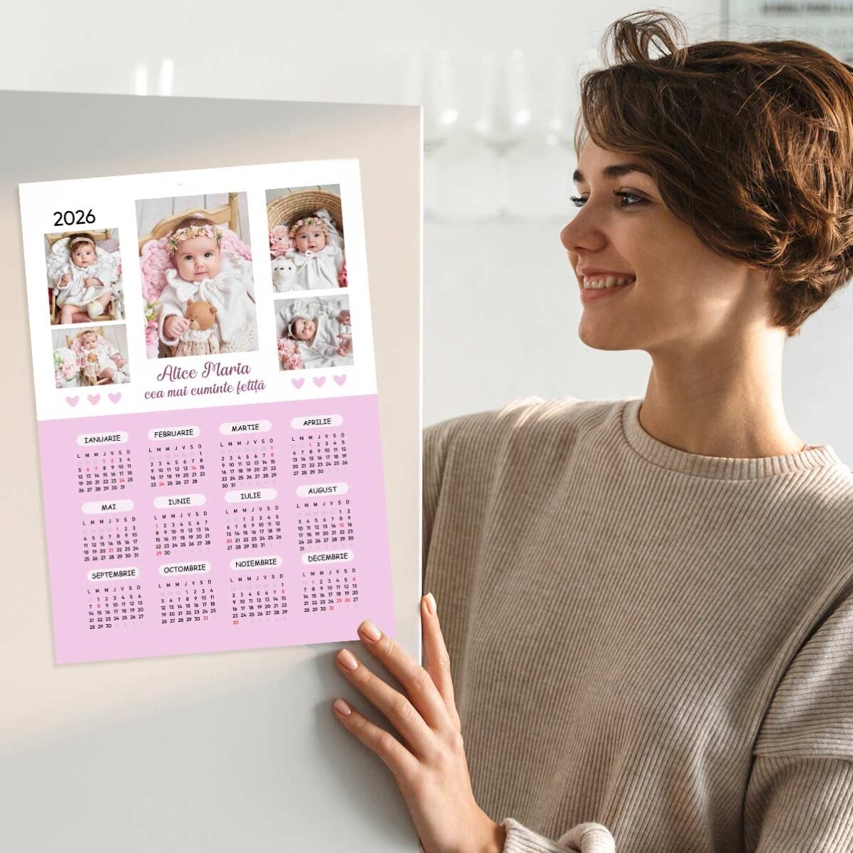 Personalised calendar poster with 5 photos and text - Baby