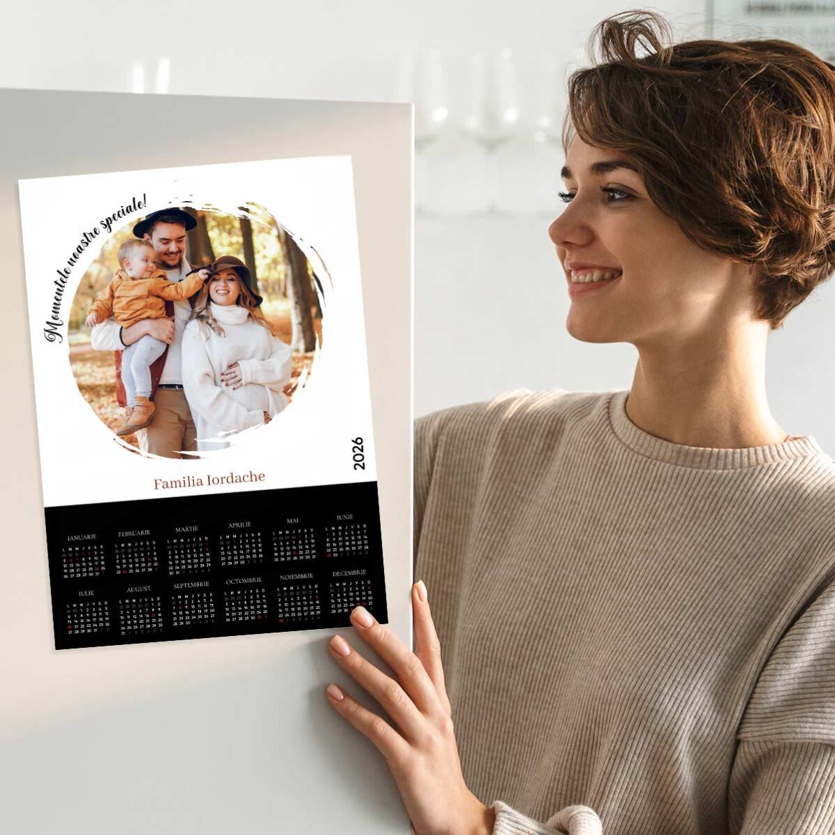 Individuell gestaltetes Kalenderposter mit einem Foto und einer Botschaft – Unsere besonderen Moment