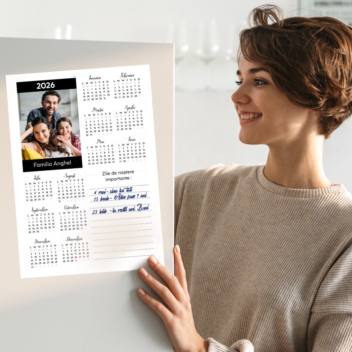 Individuell gestaltetes Kalenderposter mit Foto und Botschaft – Notite