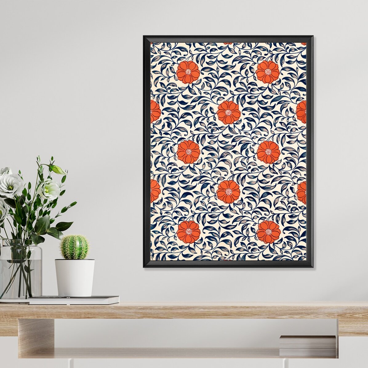 Poster mit roten chinesischen Blumen