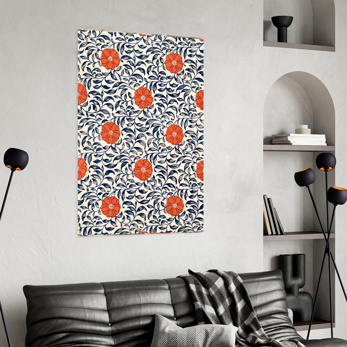 Poster mit roten chinesischen Blumen