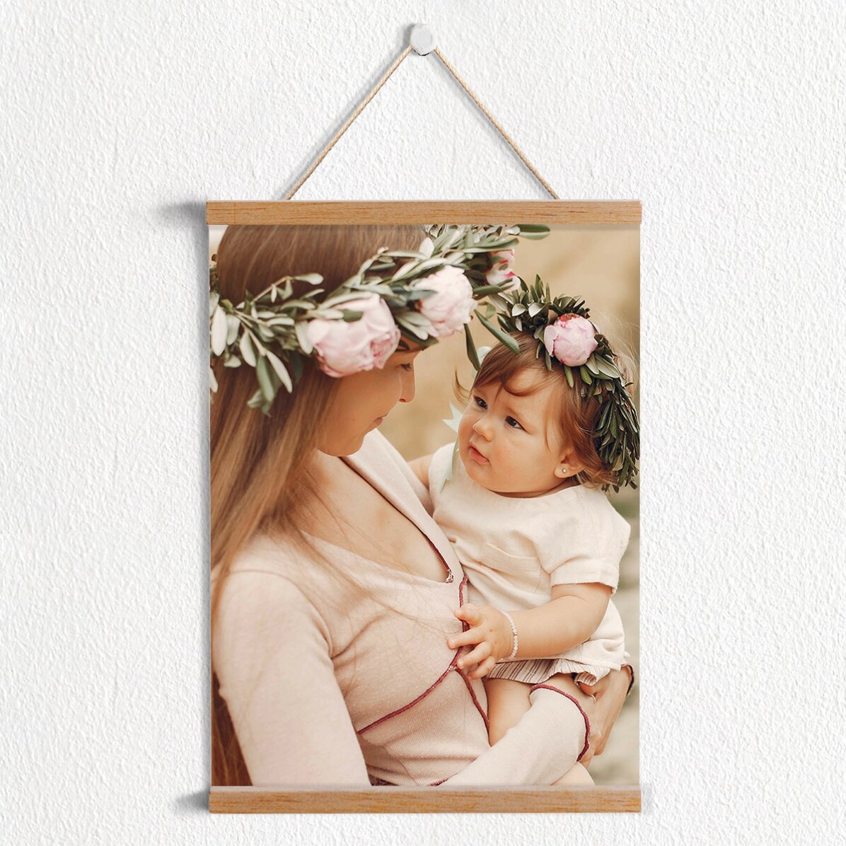 Personalised poster with hangers featuring a photograph - Portrait