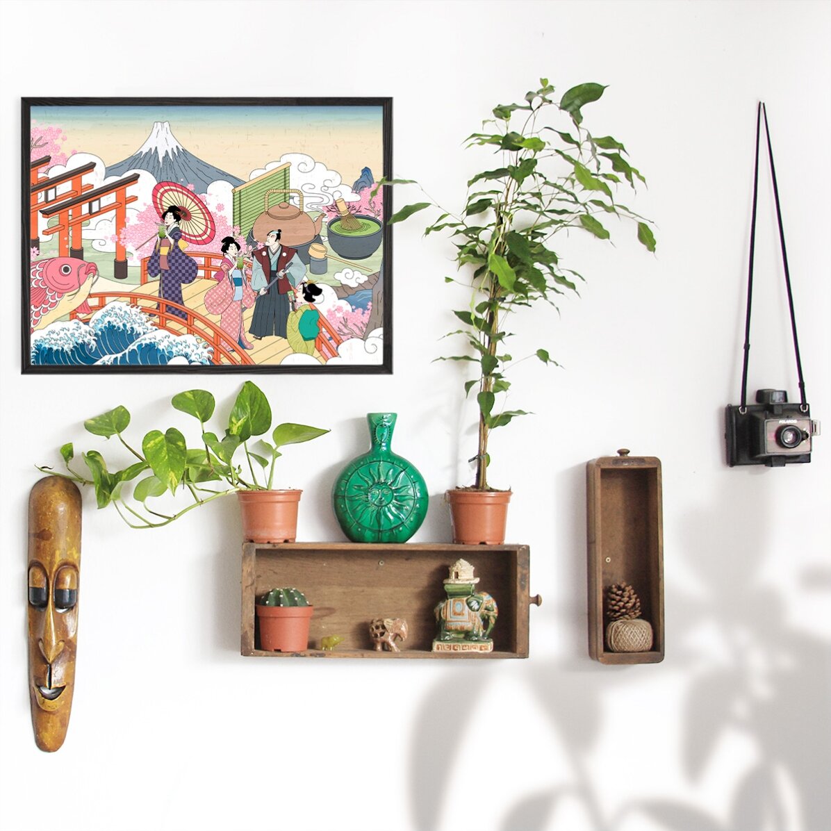 Poster mit japanischer Retro-Illustration