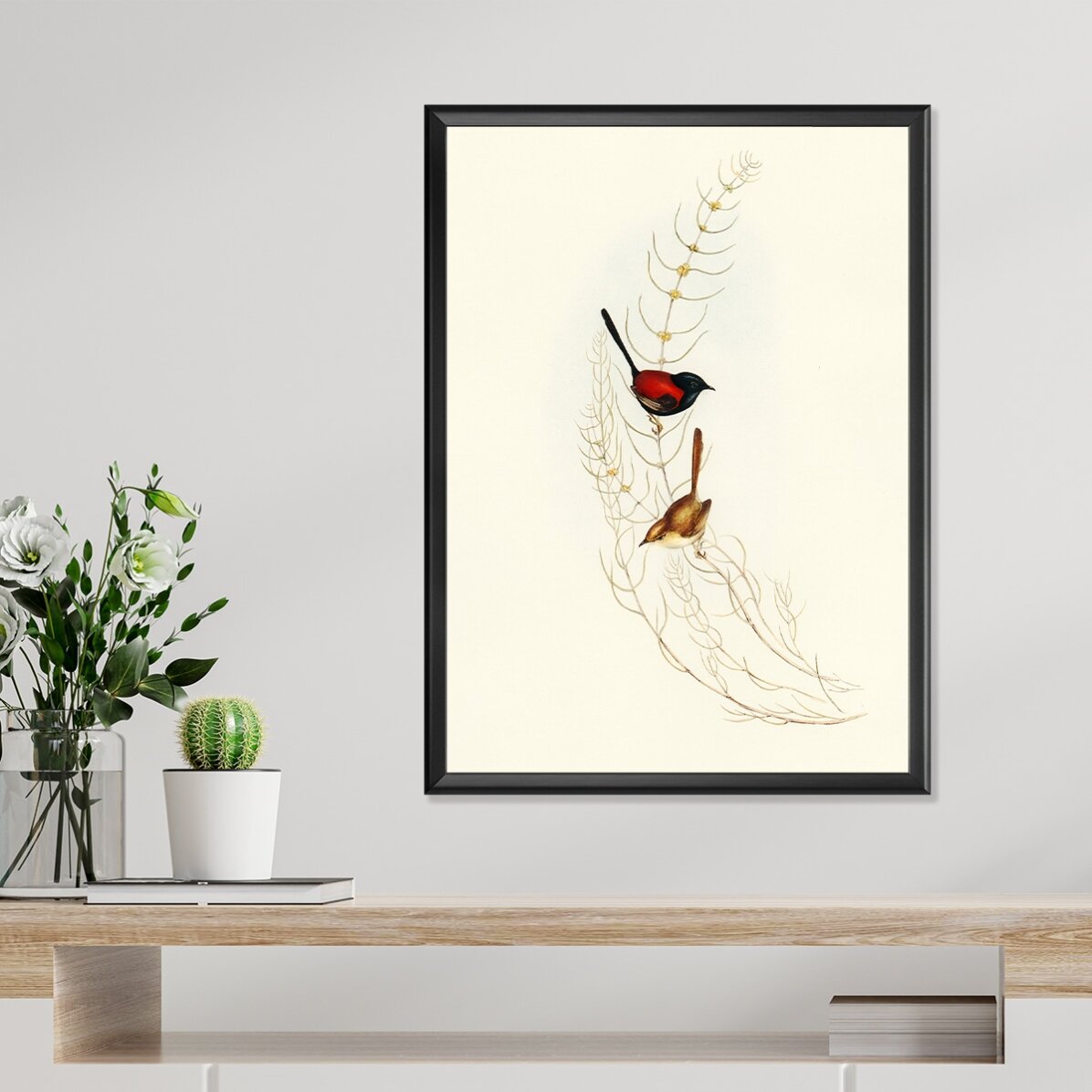 Poster „Bunte Vögel auf einem Ast“