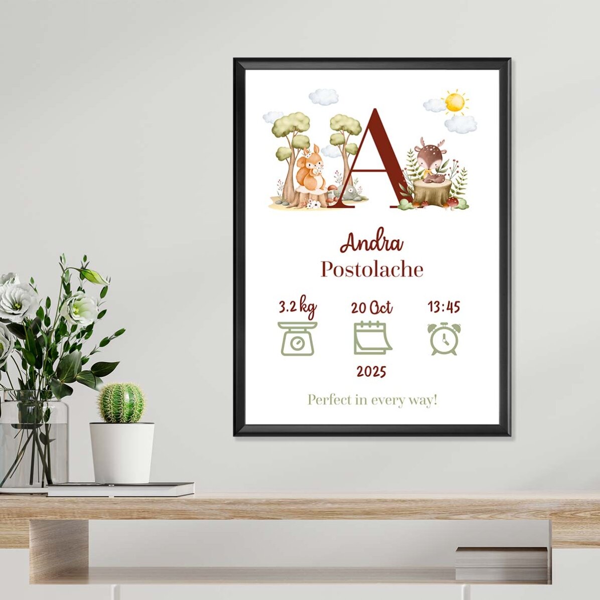 Personalised poster with initial and text - Animals