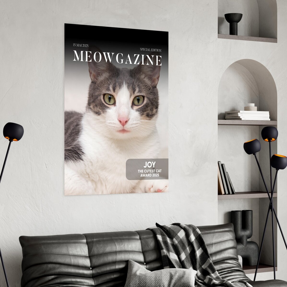 Individuell gestaltetes Poster mit Foto und Text – Meowgazine