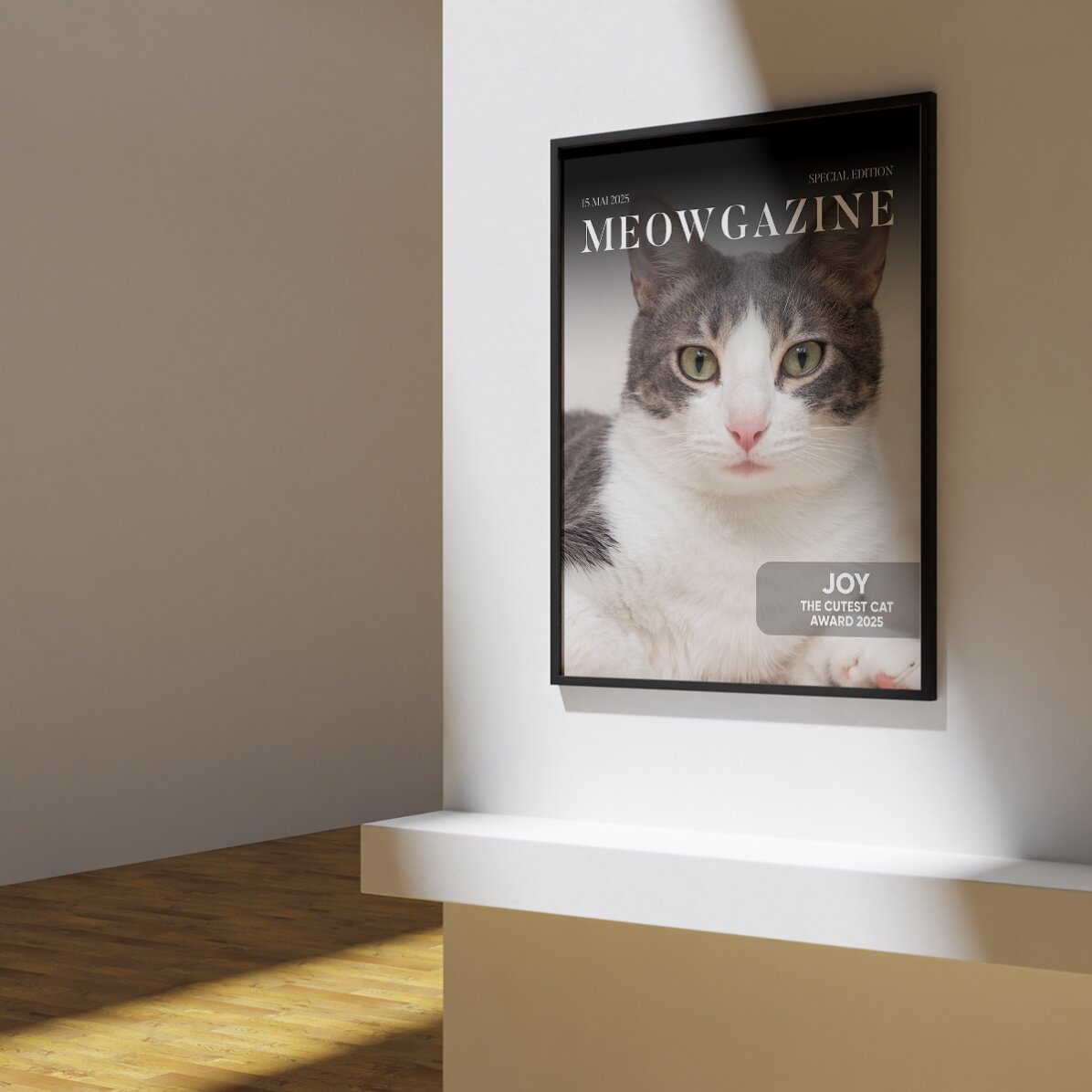 Individuell gestaltetes Poster mit Foto und Text – Meowgazine