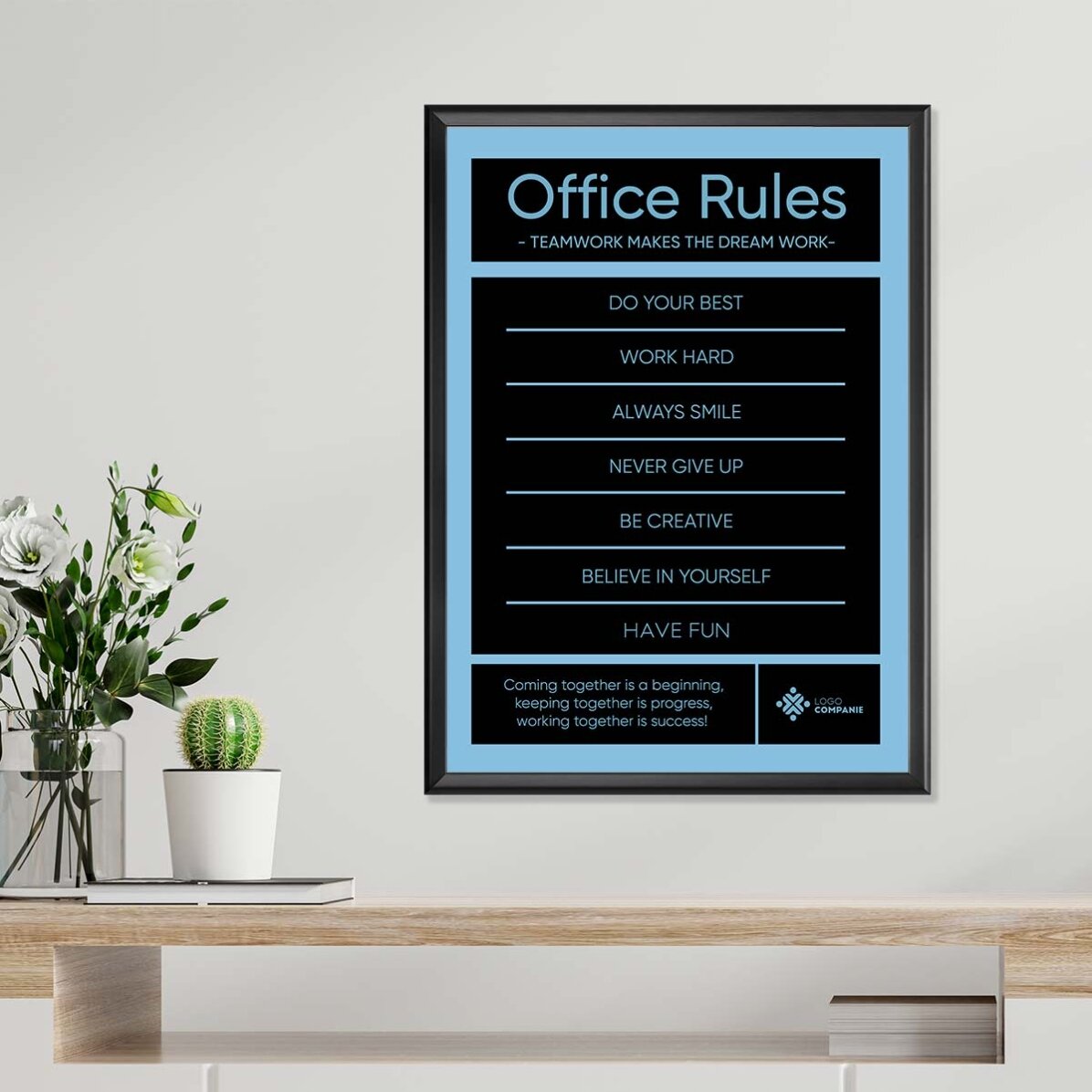 Individuell gestaltetes Poster mit Text und Logo – Office Rules
