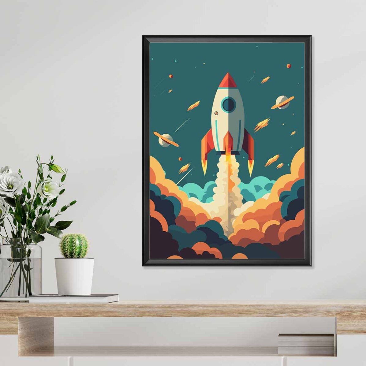Poster „Rakete im Weltraum“