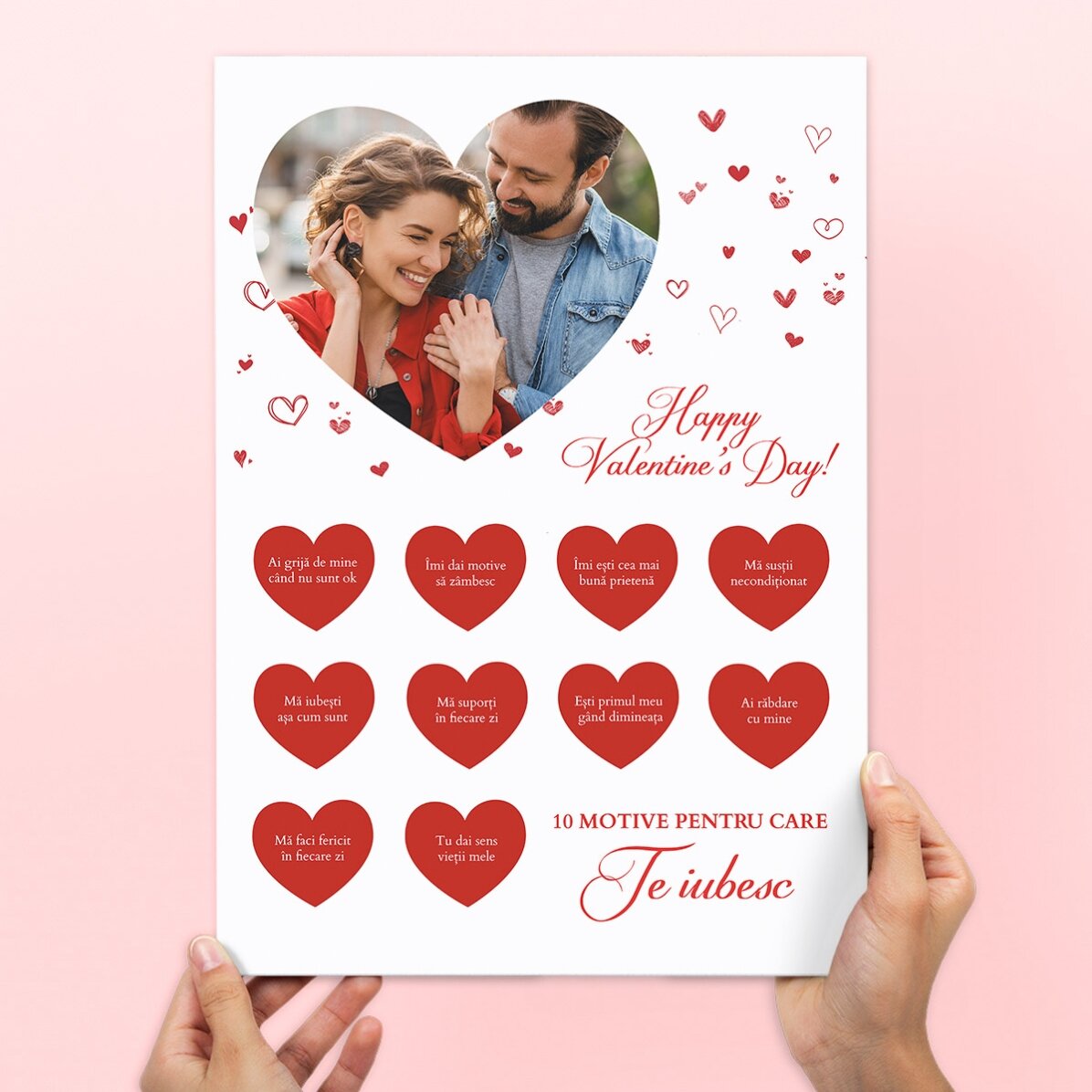 Individuell gestaltetes Rubbelposter mit Foto und Text – 10 Gründe, warum ich dich liebe