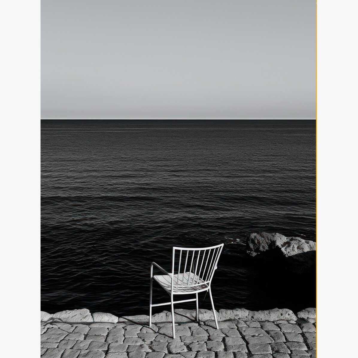 Poster Solitary chair by the sea