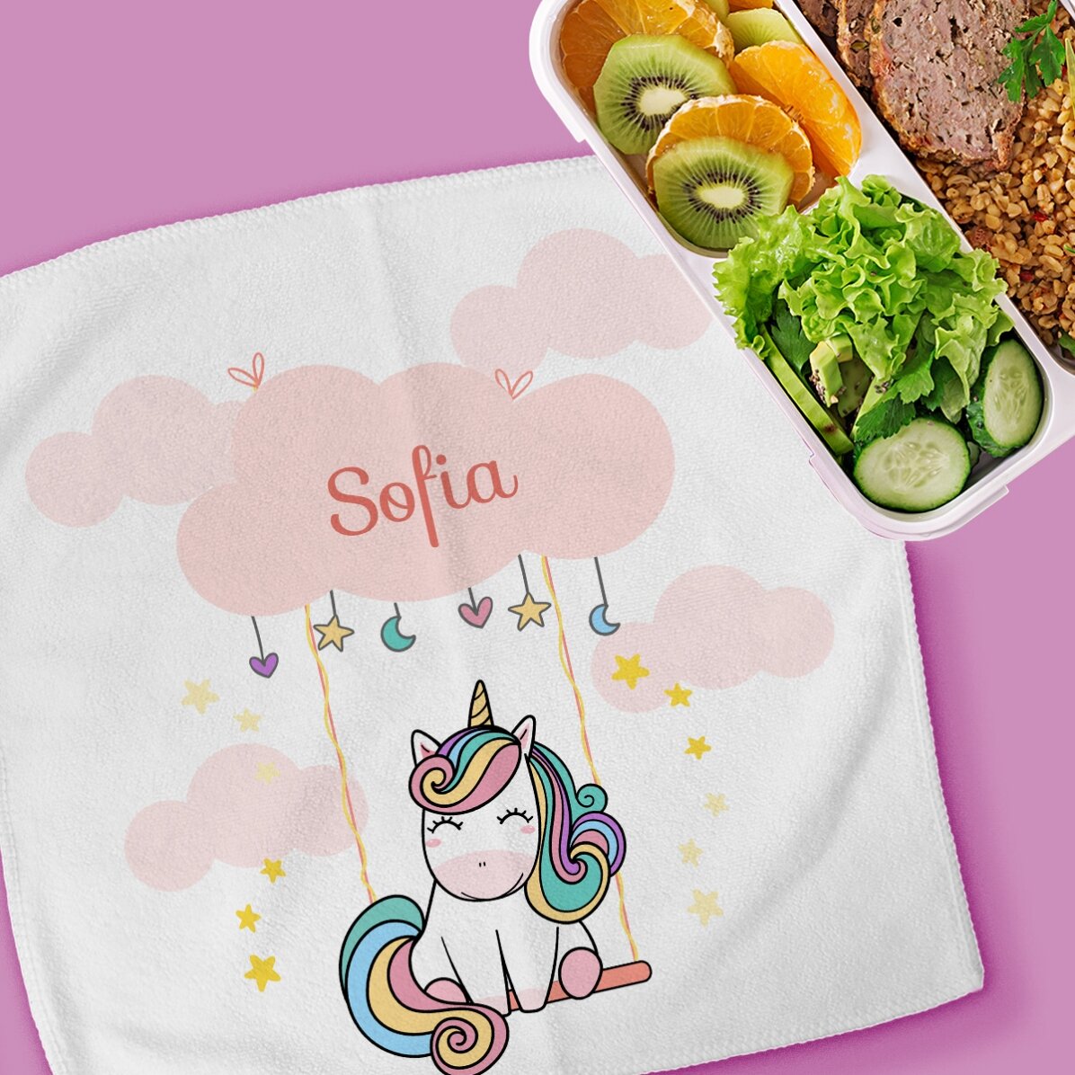 Personalisiertes Handtuch mit Aufdruck für Kinder – Cute Unicorn